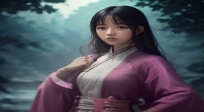 优蓝仙气正太角色服饰设计详解文章配图，近景展示流苏飘带在冷蓝光线下的层次表现效果